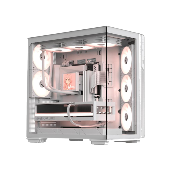 FORMULA 1 FORMULA V-LINE PC Casing Crystal Z7 PA With 5 Fan ARGB E-ATX - White