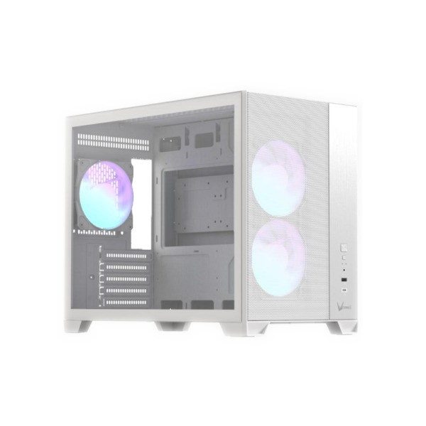 FORMULA 1 FORMULA V-LINE PC Casing Crystal Air Mesh G6 Plus AR With 3 Fan ARGB - White