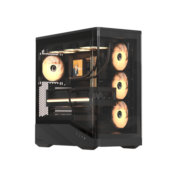 FORMULA V-LINE PC Casing Crystal U9 PA With 4 Fan ARGB E-ATX - Black