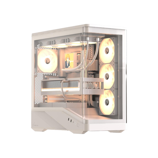 FORMULA V-LINE PC Casing Crystal U9 PA With 4 Fan ARGB E-ATX - White
