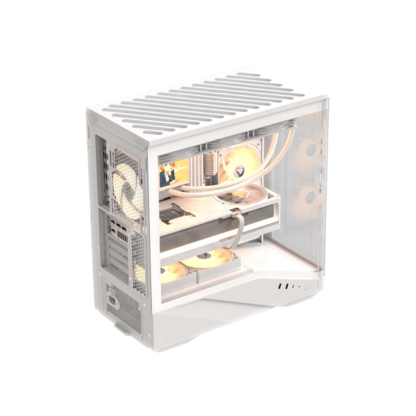 FORMULA V-LINE PC Casing Crystal U9 PA With 4 Fan ARGB E-ATX - White