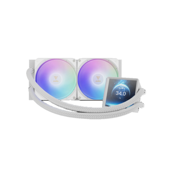 GAMDIAS CPU Liquid Cooler Aura GL240 LCD AGRB – White