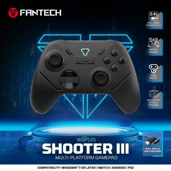 WGP13S 2 FANTECH Wireless Gamepad SHOOTER III WGP13S Hall Effect Dual Connection - Black