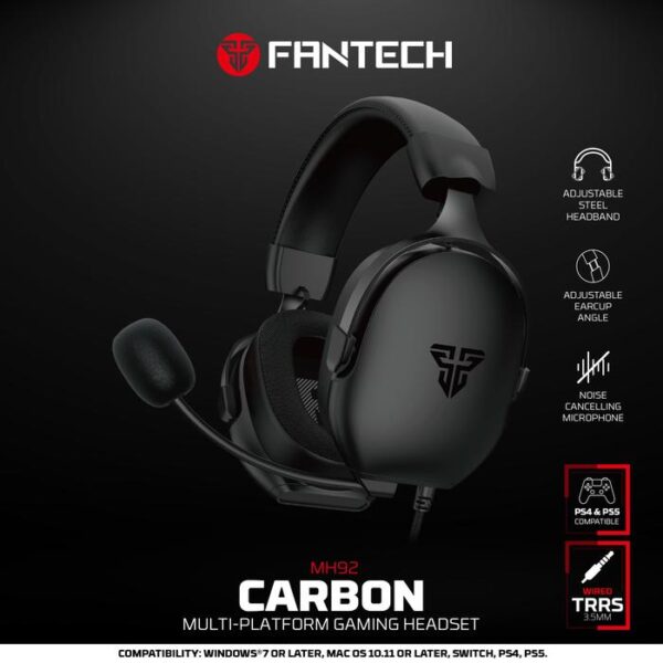 MH92 CARBON BLACK 1 FANTECH Gaming Headset MH92 - Carbon Black