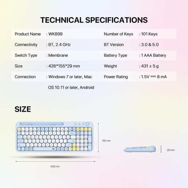FANTECH Keyboard Go Mochi WK898 Combo – Blue
