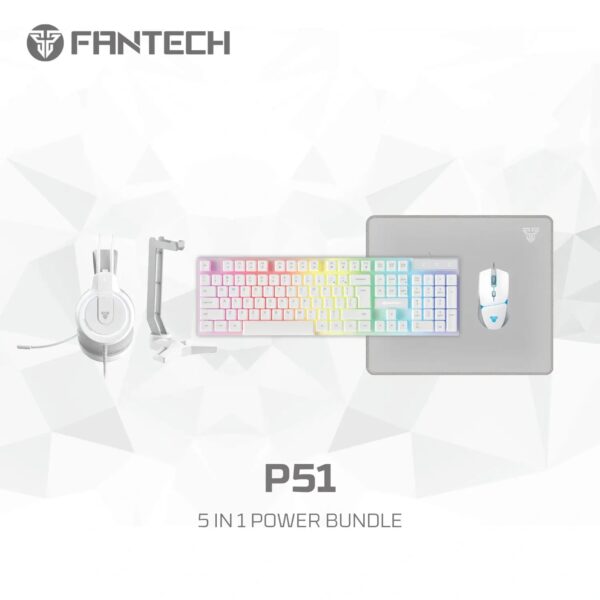 FANTECH Keyboard Gaming 5 in 1 P51 Combo - White