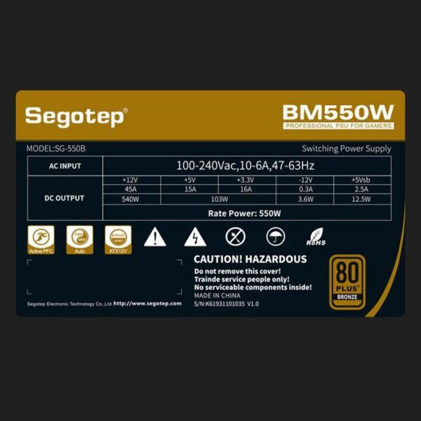 SEGOTEP Power Supply BM550W 550W 80+ Bronze Full Modular