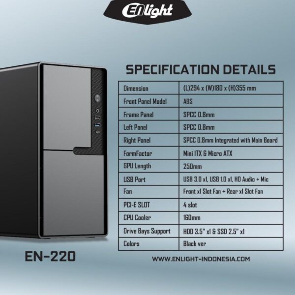 ENLIGHT Casing EN220 M-ATX + PSU 300W 1 Fan