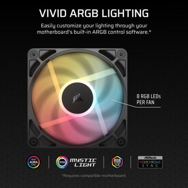 CORSAIR Fan Casing RS120-R ARGB PWM Reverse 120mm Triple Pack - Black