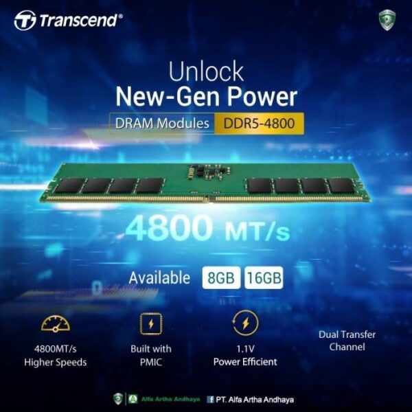 TRANSCEND RAM JetRam DDR5 16GB 4800MHz JM4800ALE-16G