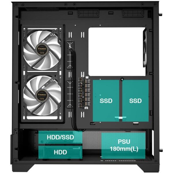 GAMDIAS Casing Atlas M1 ARGB 3 Fan ARGB Digital Display - Black
