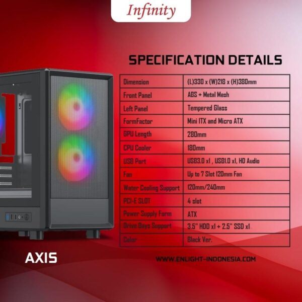 INFINITY Casing Axis M-ATX 3 Fan - Black