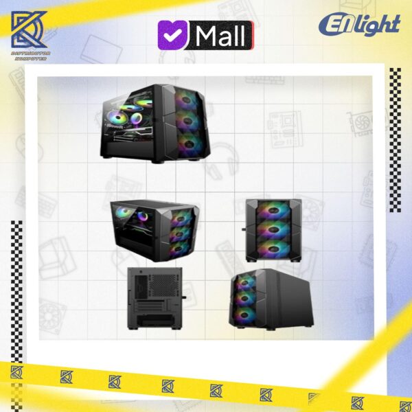 ENLIGHT Casing Mesh M-ATX Tempered Glass - Black Silver