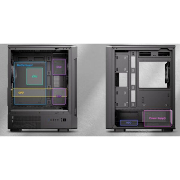 ANTEC Casing VX300M ARGB Mini Tower M-ATX Mesh Tempered Glass
