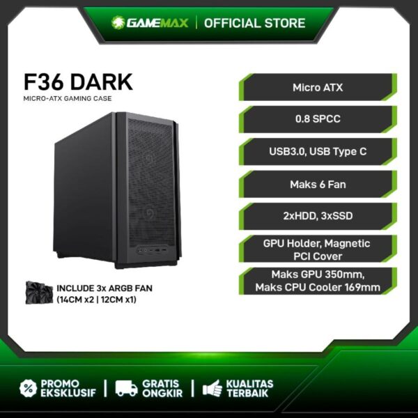 GAMEMAX Casing F36 Dark M-ATX