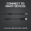 LOGITECH Earphone G333 In-Ear Gaming Type-C Adapter - Black