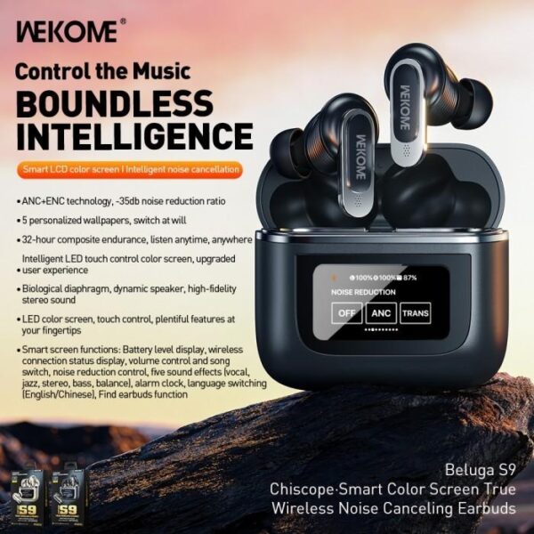 WEKOME Earphone Beluga S9 TWS Smart Color Screen - Gold