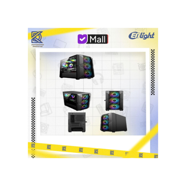 ENLIGHT Casing Mesh M-ATX Tempered Glass - Black Silver